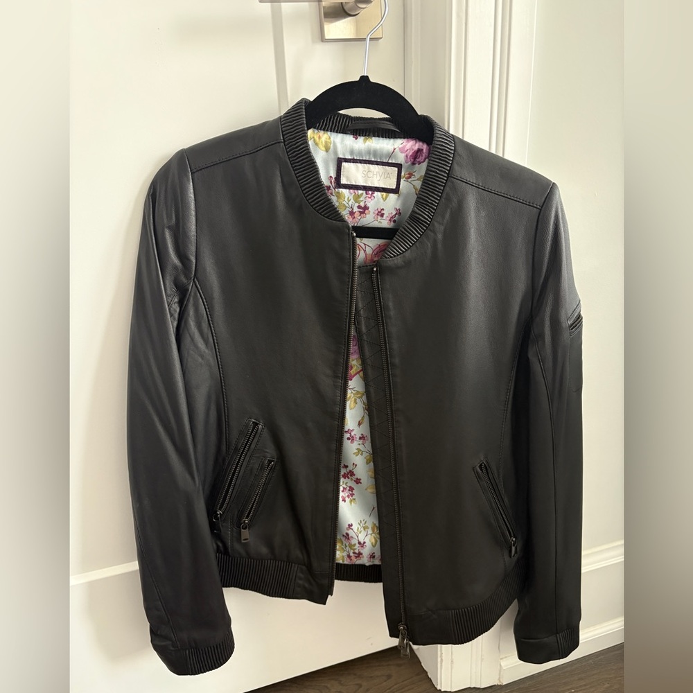 SCHYIA lamb leather bomber jacket